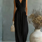 Womens Elegant Sleeveless Waist-Cinching V-Neck Sophisticated Jumpsuit