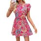 Vacation Waist-tight Round Neck Short Sleeve Dress