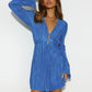 Robe moulante à lacets et col en V, manches trompette, paillettes, tendance, pour femme