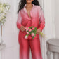 Loose Printed Long Sleeve Shirt Casual Fashion Two-piece Suit