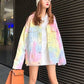 Women's Loose Tie-dye Colorful Gradient Coat