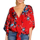 Spring And Summer New V-neck Short-sleeved Printed Loose Top Women's