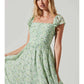 Fashionable Green Shivering Waist Slimming Temperament Lady Mid-length Dress
