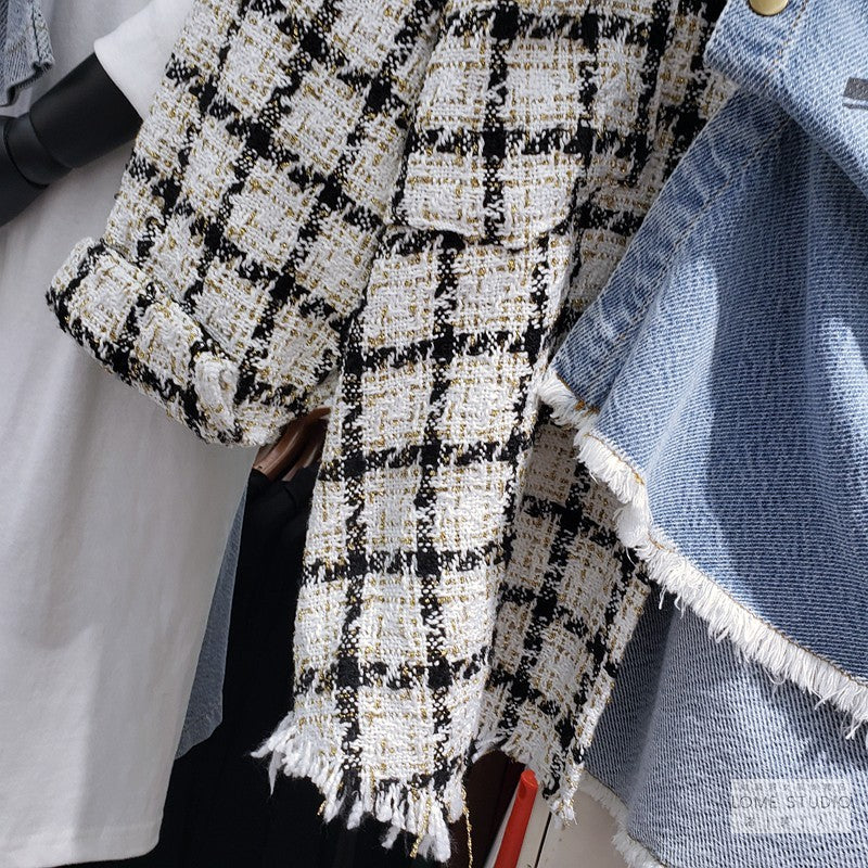 Design Sense Denim Jacket Female Hong Kong Flavor Retro Loose Casual Small Fragrance Top