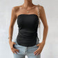 European And American Slim-fit Solid Color Drawstring Short Tube Top Vest