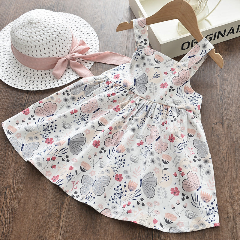 Robe en coton imprimé papillons pour fille