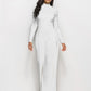 Round Neck Long Sleeve Wide Leg Jumpsuit