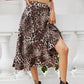 Irregular Leopard Print Lace-up Skirt With Ruffles