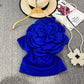 Pure Desire Three-dimensional Large Flower Diagonal Collar One-shoulder Top