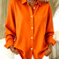 Women's Long-sleeved Lapel Plaid Button Shirt Top