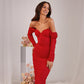 Chest Wrapped Long Sleeve Pleated Dotted Mesh