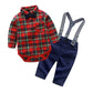 Gentleman European And American Plaid Shirt Bib Suit