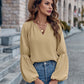 Solid Color And V-neck Loose Casual Women's Top