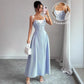 Womens Spliced Lace-trimmed Mock Two-piece Slip Dress