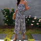 Women's Off Shoulder Chiffon Floral Jumpsuit Loose Wide Leg Pants
