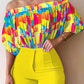 Women's Fashionable Elegant Floral Printed Top And Shorts Suit