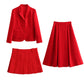 Spring New European And American Style Slim Suit Jacket Skirt Pleated Skirt Outfit