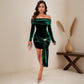 Womens Sexy Off-shoulder Velvet Dress