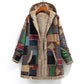 Cotton and linen printed hooded sweater warm plush jacket