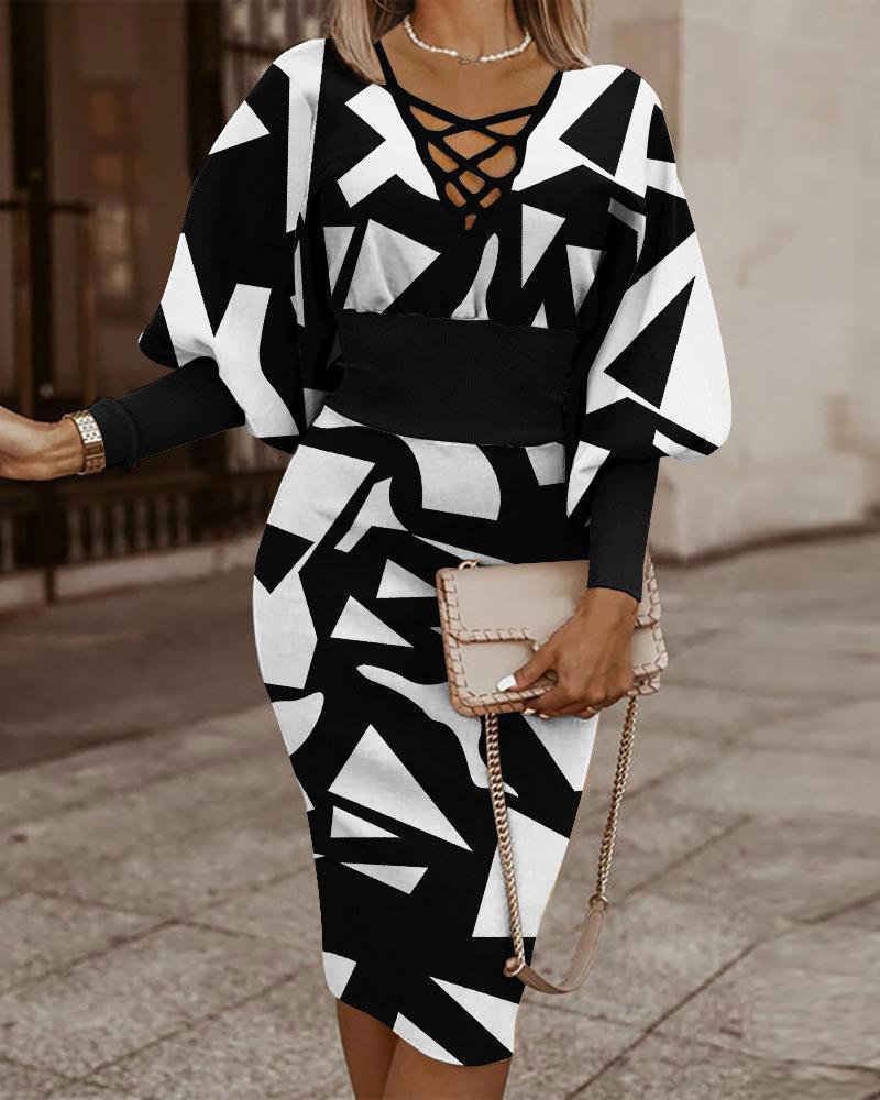 Robe gracieuse et tendance à manches lanternes et taille ajustée