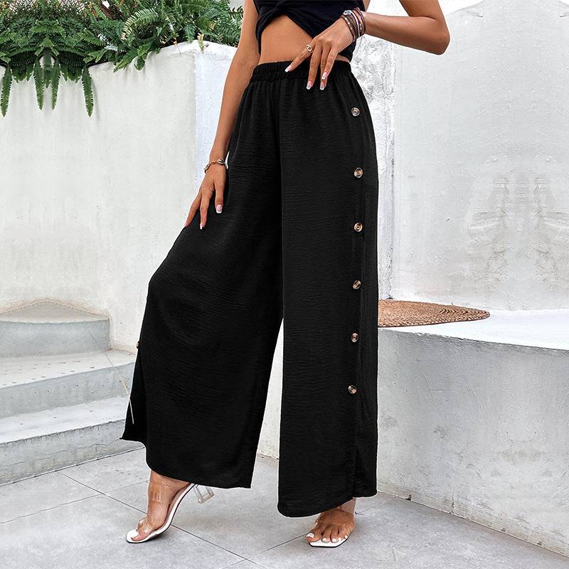 Pantalon large taille haute tendance pour femme