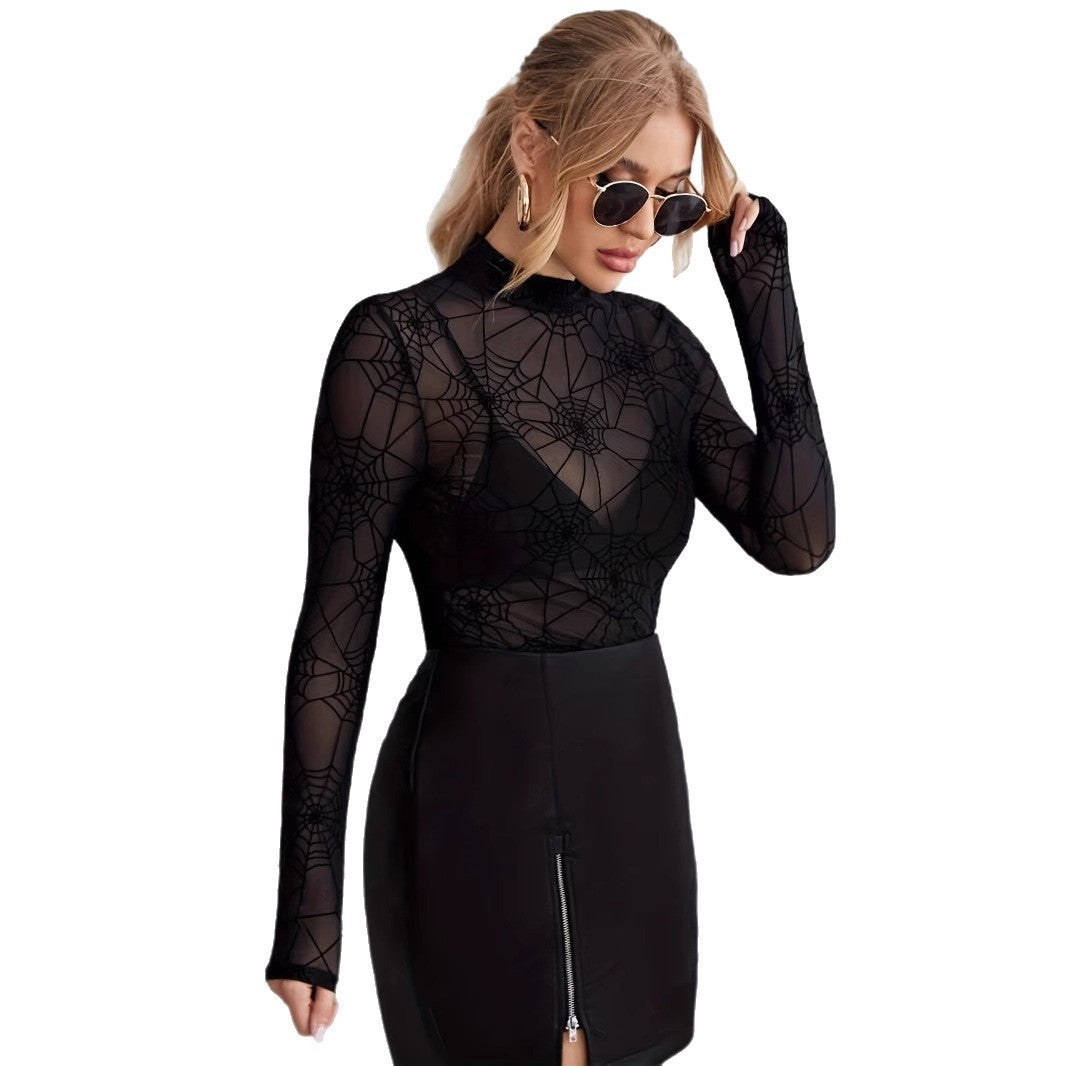 Mesh Bottoming Shirt Thin See-throughFlattering Top For Women