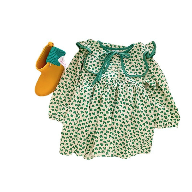 Green Polka Dots Peter Pan Collar Fashionable Princess Dress