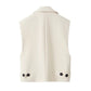 Women's Double Breasted Casual Women's Woolen Vest Coat