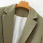 Buttonless Hem Sleeve Suit Coat Solid Casual Pants Suit