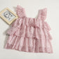 French Small Dotted Ruffle Strap Tank Top Baby Shirt