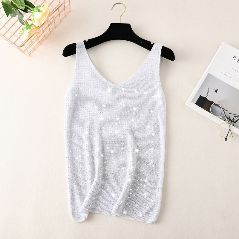 Summer Camisole Women's New Ice Silk Sleeveless Thin Knitted Bottoming Shirt