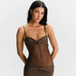 Detachable Shoulder Strap Kinked Mesh Slim Fit Dress