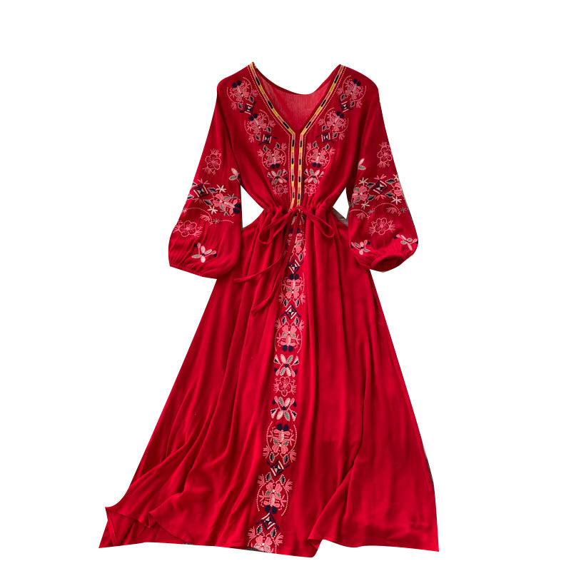 Women's Waist Slimming Mid-length Travel Vacation Dress