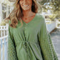 Women's Chiffon Buttoned Hollow Long Sleeve Shirt