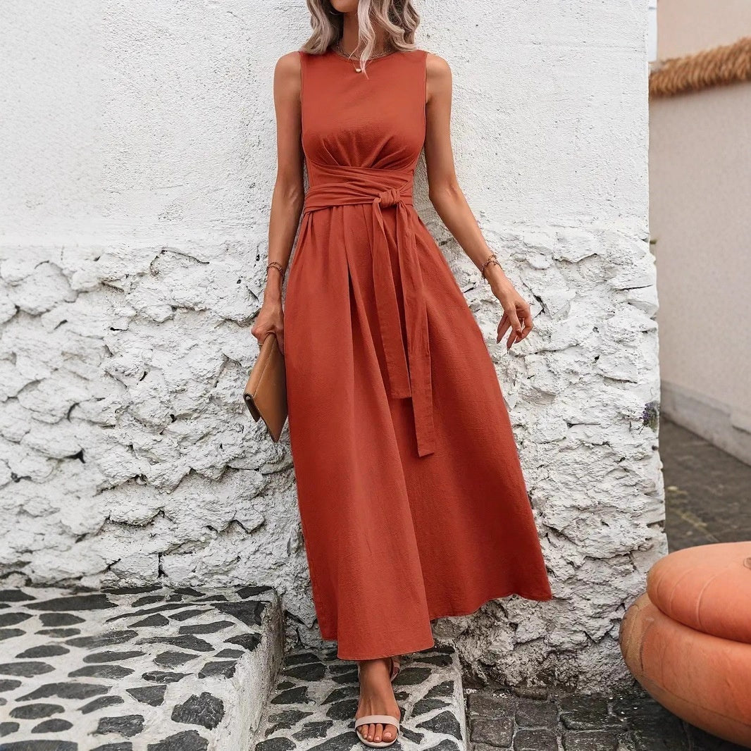 Womens Casual Chic Asymmetrical Twist-Waist Dress