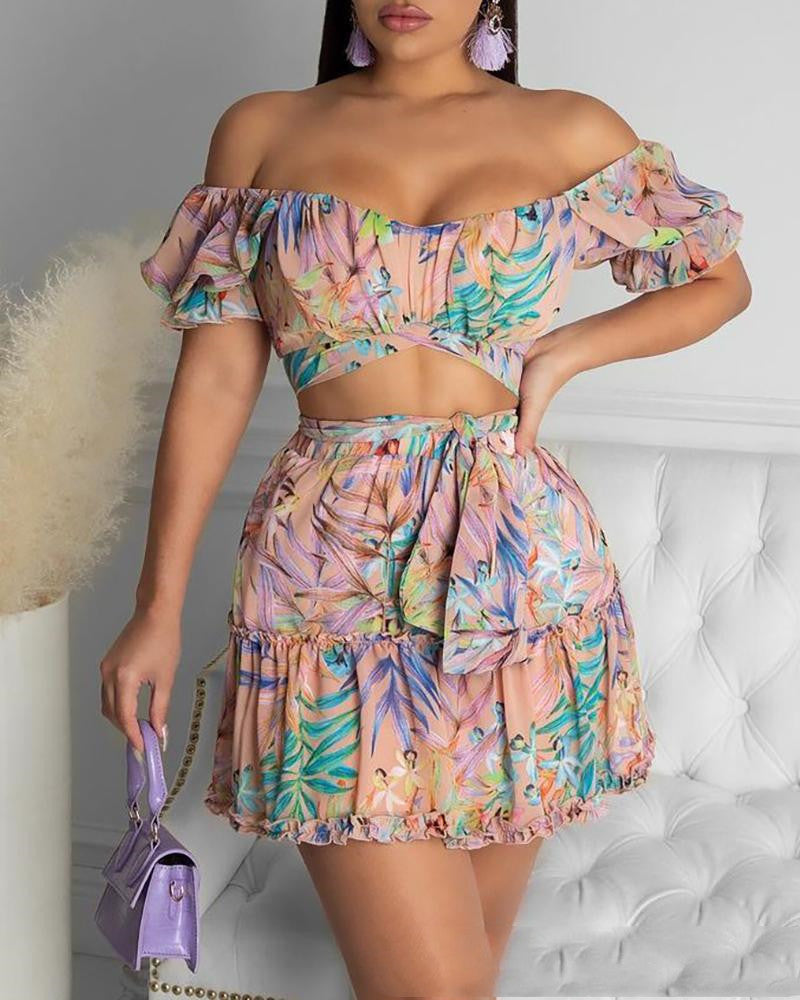 Spot LZS1298 Cross-Border European And American New Women's Floral Print Dress