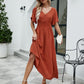 Robe trapèze ample à manches courtes et col en V pour femme