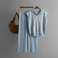 Top And High-waisted Wide-leg Pants Two-piece Set