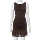Women's Sleeveless Pleated Lace Dress