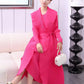 Spring And Autumn New Close Edge Belt Solid Color Dress Shawl Two-piece Set