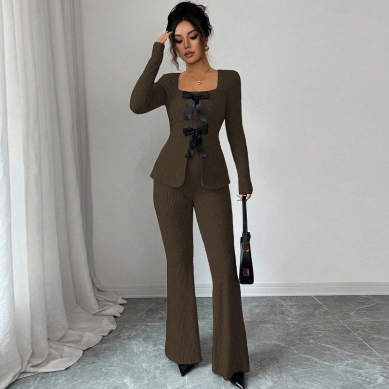 Women's Fashion Long-Sleeve Casual Pants Suit