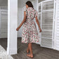 Robe plissée à fleurs et manches à volants, style européen et américain, à lacets