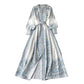 Robe imprimée à manches lanternes et revers style femme