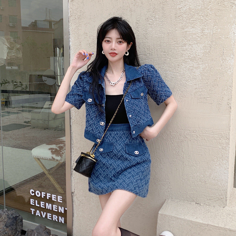 Fashion Age Reducing Denim Set For Women