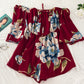 Off-the-shoulder Tie-flare-sleeve Floral-print Jumpsuit