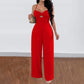 Leisure Vacation Commute Style Solid Color Sling Wide Leg Jumpsuit For Women