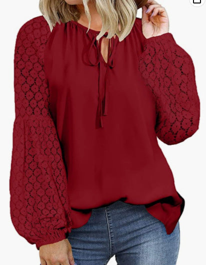 Lace Stitching Lace Loose T-shirt