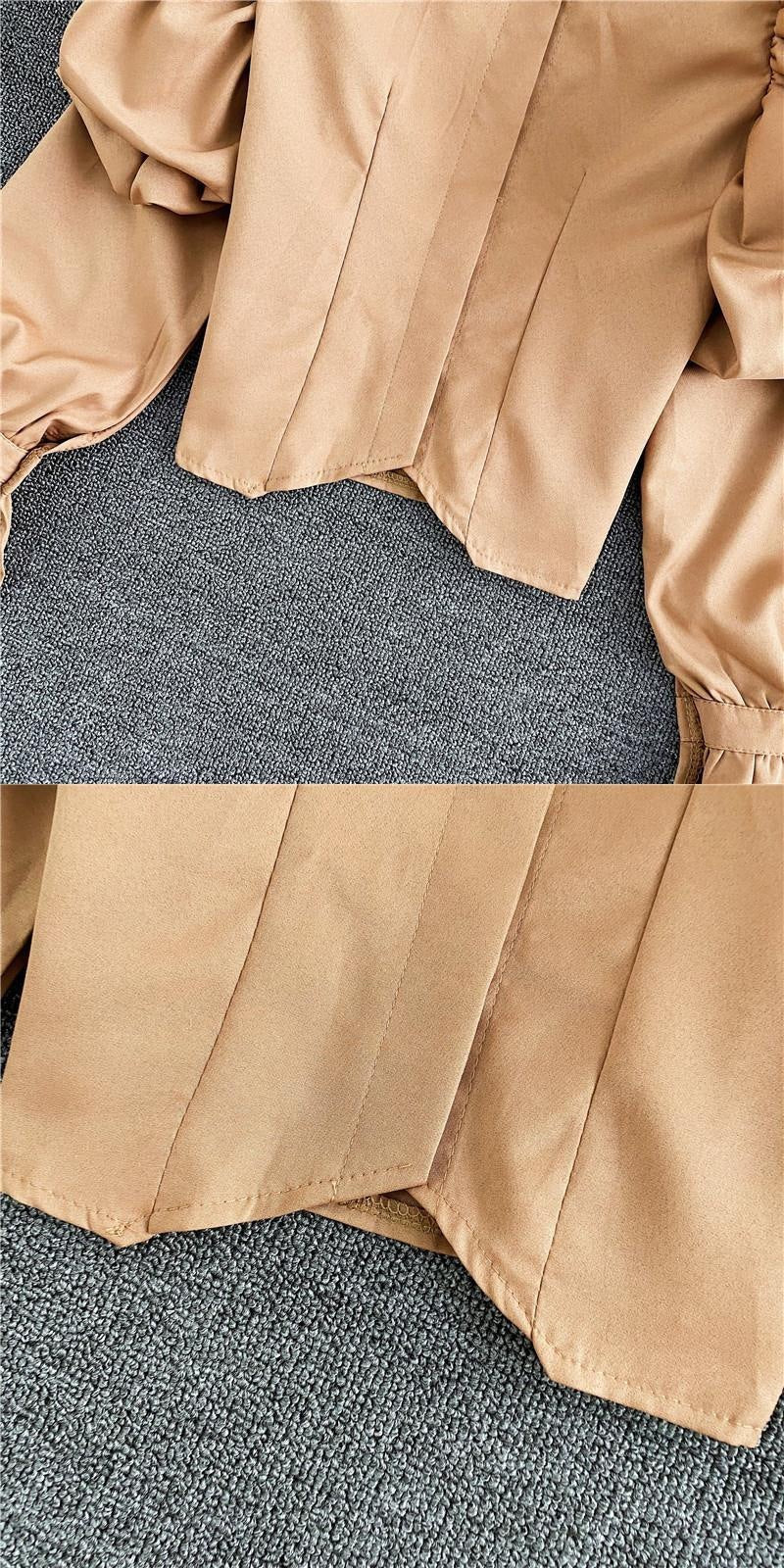 Elegant Retro  Style Puff Sleeve Top