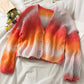 Gradient Three Button Loose And Thin Short Knitted Jacket