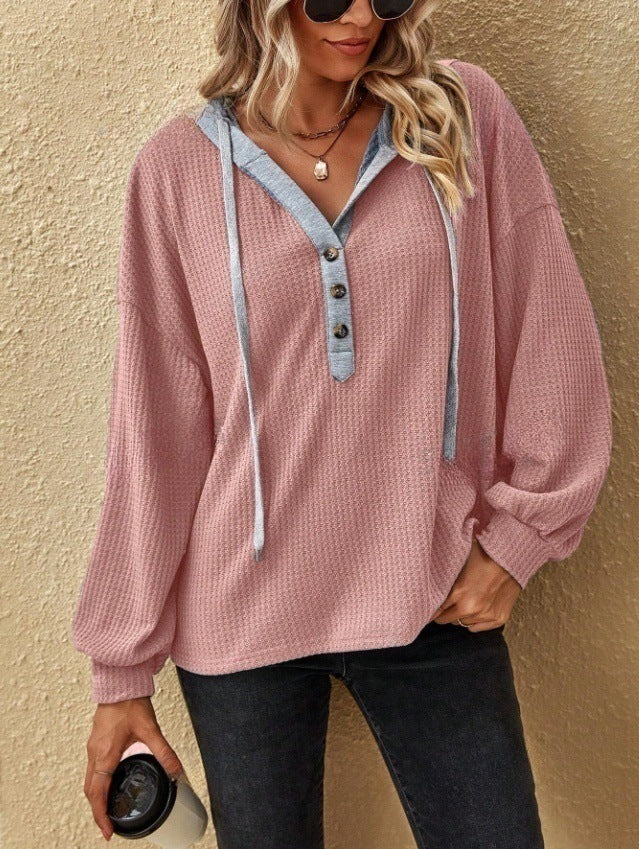 Sweat-shirt à capuche décontracté et à manches longues pour femme, style sport, ample et uni